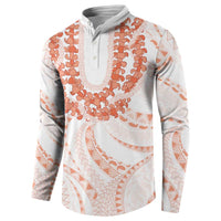 Aloha Lei Onaona Button Sweatshirt Red Hawaiian Tribal Pattern