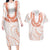 Aloha Lei Onaona Couples Matching Long Sleeve Bodycon Dress and Hawaiian Shirt Red Hawaiian Tribal Pattern