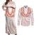 Aloha Lei Onaona Couples Matching Off Shoulder Maxi Dress and Long Sleeve Button Shirt Red Hawaiian Tribal Pattern