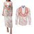 Aloha Lei Onaona Couples Matching Puletasi and Long Sleeve Button Shirt Red Hawaiian Tribal Pattern