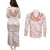 Aloha Lei Onaona Couples Matching Puletasi and Long Sleeve Button Shirt Red Hawaiian Tribal Pattern