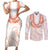 Aloha Lei Onaona Couples Matching Short Sleeve Bodycon Dress and Long Sleeve Button Shirt Red Hawaiian Tribal Pattern