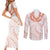 Aloha Lei Onaona Couples Matching Short Sleeve Bodycon Dress and Long Sleeve Button Shirt Red Hawaiian Tribal Pattern
