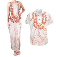 Aloha Lei Onaona Couples Matching Tank Maxi Dress and Hawaiian Shirt Red Hawaiian Tribal Pattern