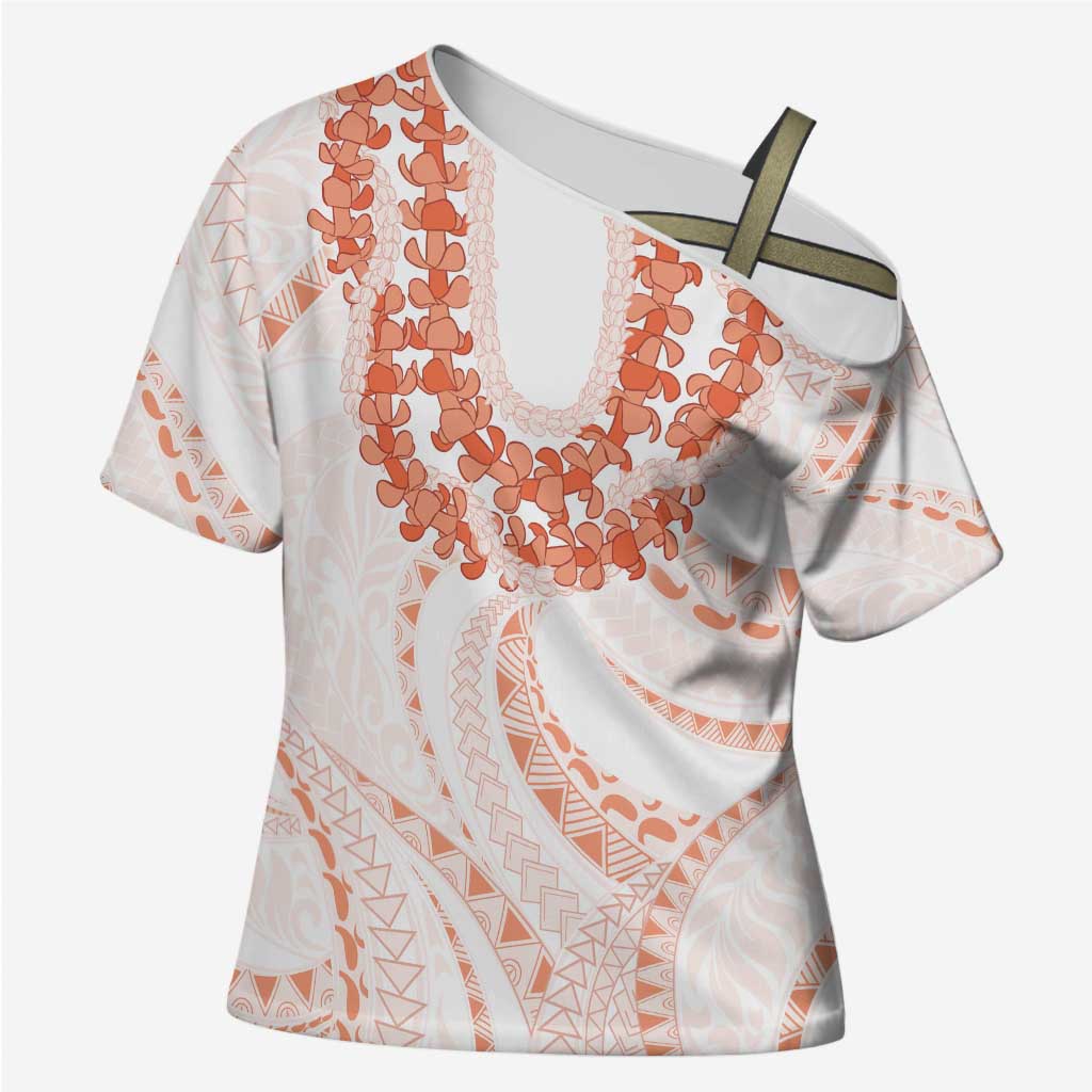 Aloha Lei Onaona Cross Shoulder Shirt Red Hawaiian Tribal Pattern - Polynesian Pride