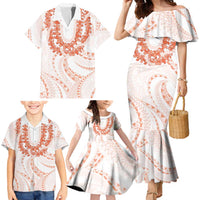 Aloha Lei Onaona Family Matching Mermaid Dress and Hawaiian Shirt Red Hawaiian Tribal Pattern