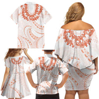Aloha Lei Onaona Family Matching Off Shoulder Short Dress and Hawaiian Shirt Red Hawaiian Tribal Pattern