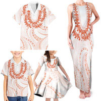 Aloha Lei Onaona Family Matching Tank Maxi Dress and Hawaiian Shirt Red Hawaiian Tribal Pattern