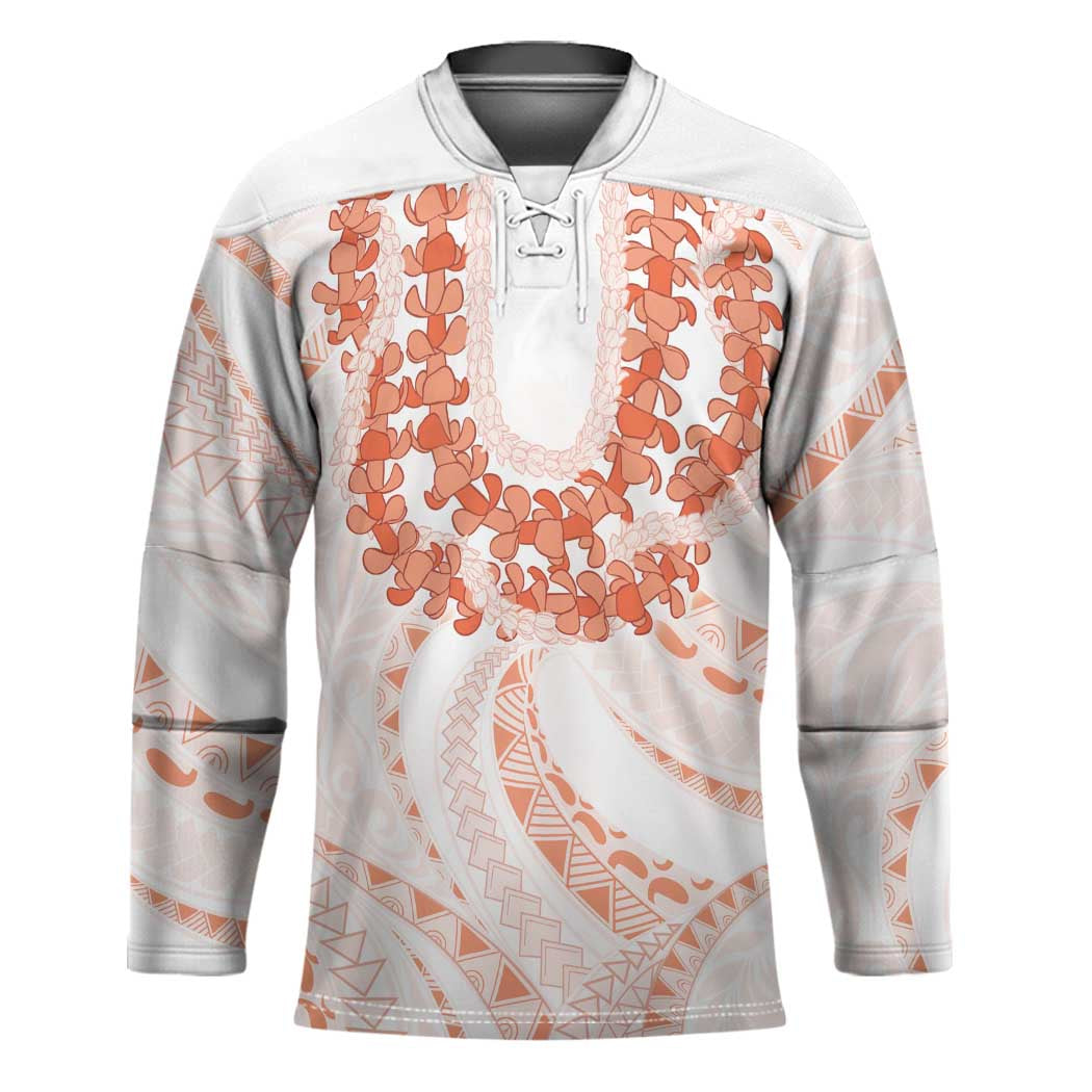 Aloha Lei Onaona Hockey Jersey Red Hawaiian Tribal Pattern - Polynesian Pride