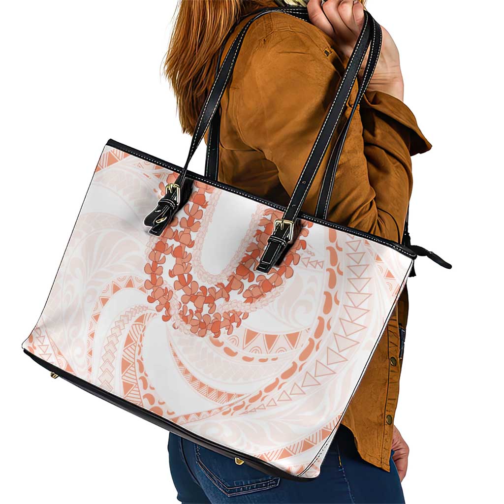 Aloha Lei Onaona Leather Tote Bag Red Hawaiian Tribal Pattern