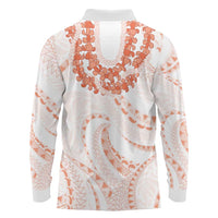 Aloha Lei Onaona Long Sleeve Polo Shirt Red Hawaiian Tribal Pattern