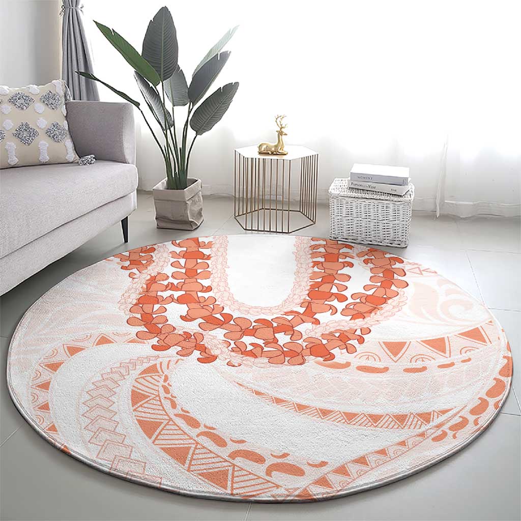 Aloha Lei Onaona Round Carpet Red Hawaiian Tribal Pattern