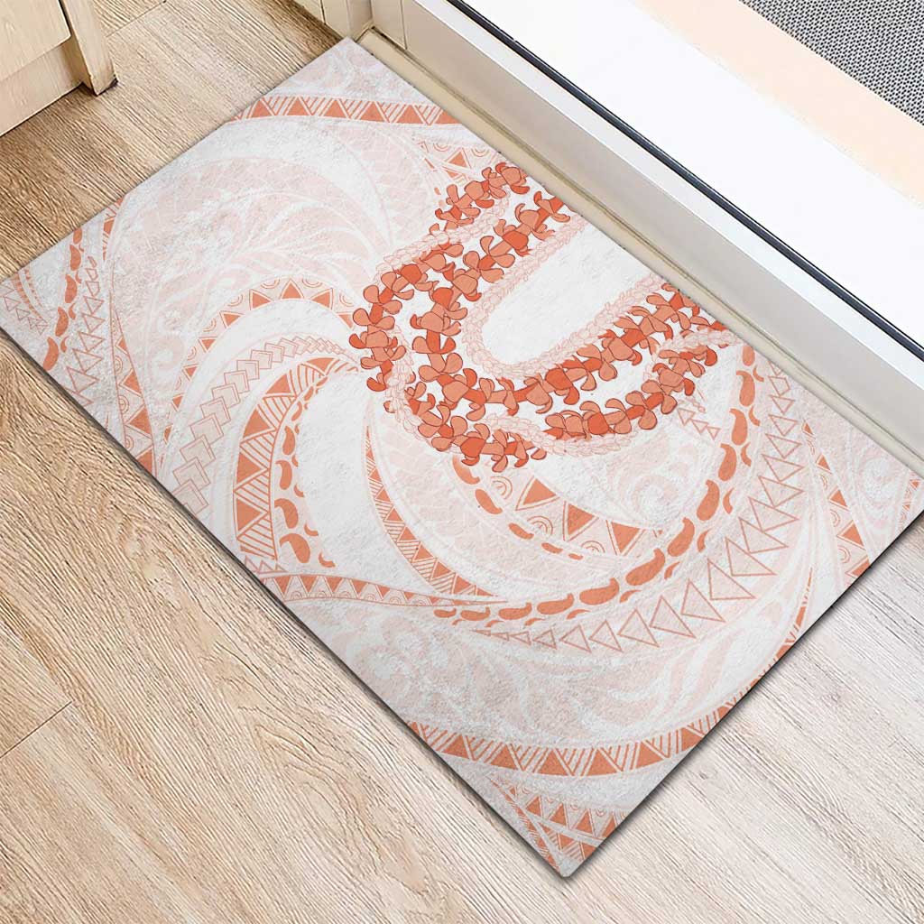 Aloha Lei Onaona Rubber Doormat Red Hawaiian Tribal Pattern