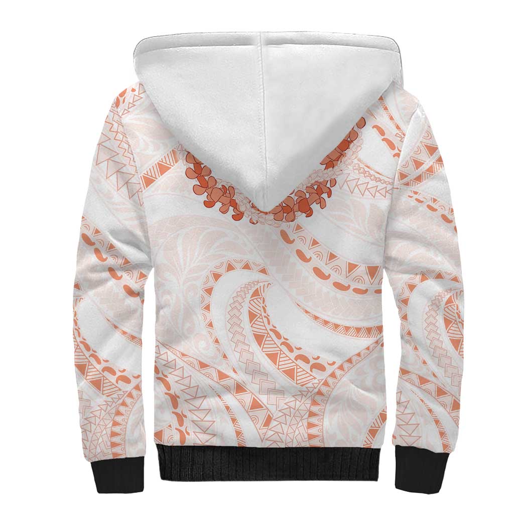 Aloha Lei Onaona Sherpa Hoodie Red Hawaiian Tribal Pattern