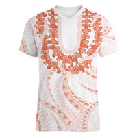 Aloha Lei Onaona Women V-Neck T-Shirt Red Hawaiian Tribal Pattern LT9 Female Red - Polynesian Pride