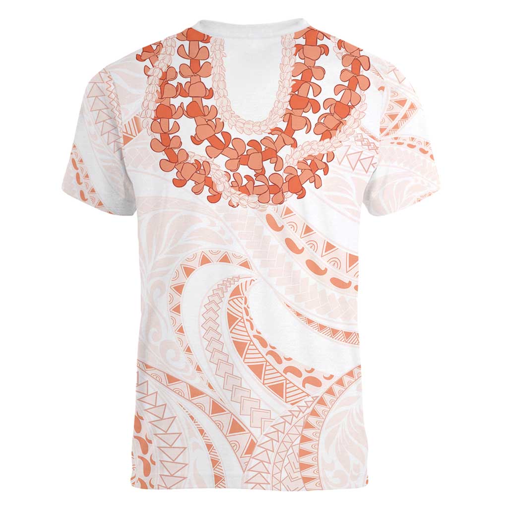 Aloha Lei Onaona Women V-Neck T-Shirt Red Hawaiian Tribal Pattern LT9 - Polynesian Pride