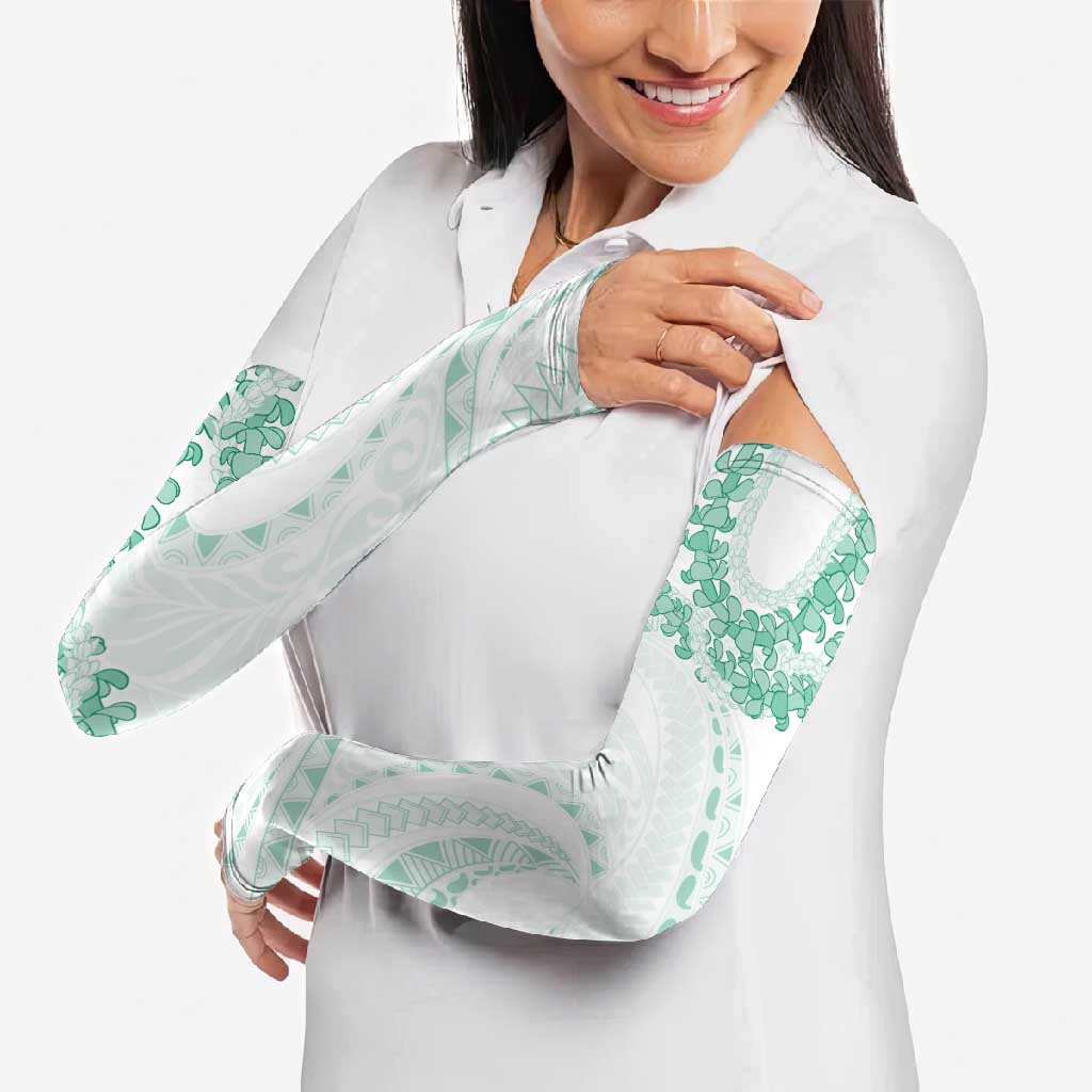 Aloha Lei Onaona Arm Sleeves Sage Green Hawaiian Tribal Pattern - Polynesian Pride