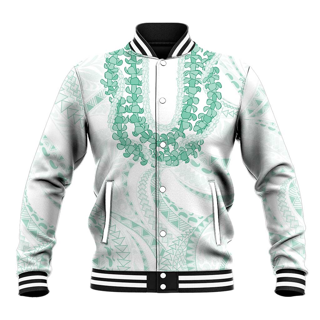 Aloha Lei Onaona Baseball Jacket Sage Green Hawaiian Tribal Pattern