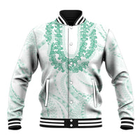 Aloha Lei Onaona Baseball Jacket Sage Green Hawaiian Tribal Pattern