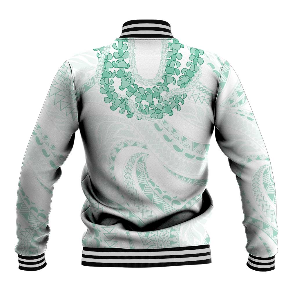 Aloha Lei Onaona Baseball Jacket Sage Green Hawaiian Tribal Pattern