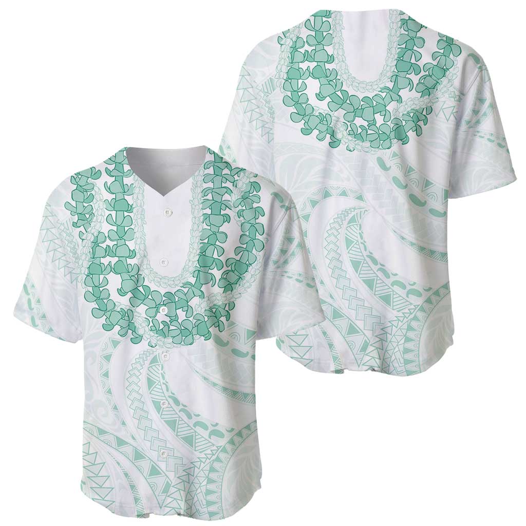 Aloha Lei Onaona Baseball Jersey Sage Green Hawaiian Tribal Pattern