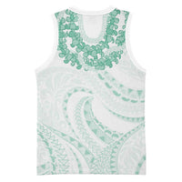 Aloha Lei Onaona Basketball Jersey Sage Green Hawaiian Tribal Pattern - Polynesian Pride