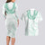 Aloha Lei Onaona Couples Matching Long Sleeve Bodycon Dress and Hawaiian Shirt Sage Green Hawaiian Tribal Pattern