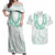 Aloha Lei Onaona Couples Matching Off Shoulder Maxi Dress and Hawaiian Shirt Sage Green Hawaiian Tribal Pattern