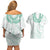 Aloha Lei Onaona Couples Matching Off Shoulder Short Dress and Hawaiian Shirt Sage Green Hawaiian Tribal Pattern