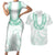 Aloha Lei Onaona Couples Matching Short Sleeve Bodycon Dress and Hawaiian Shirt Sage Green Hawaiian Tribal Pattern
