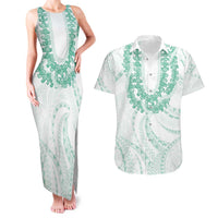 Aloha Lei Onaona Couples Matching Tank Maxi Dress and Hawaiian Shirt Sage Green Hawaiian Tribal Pattern