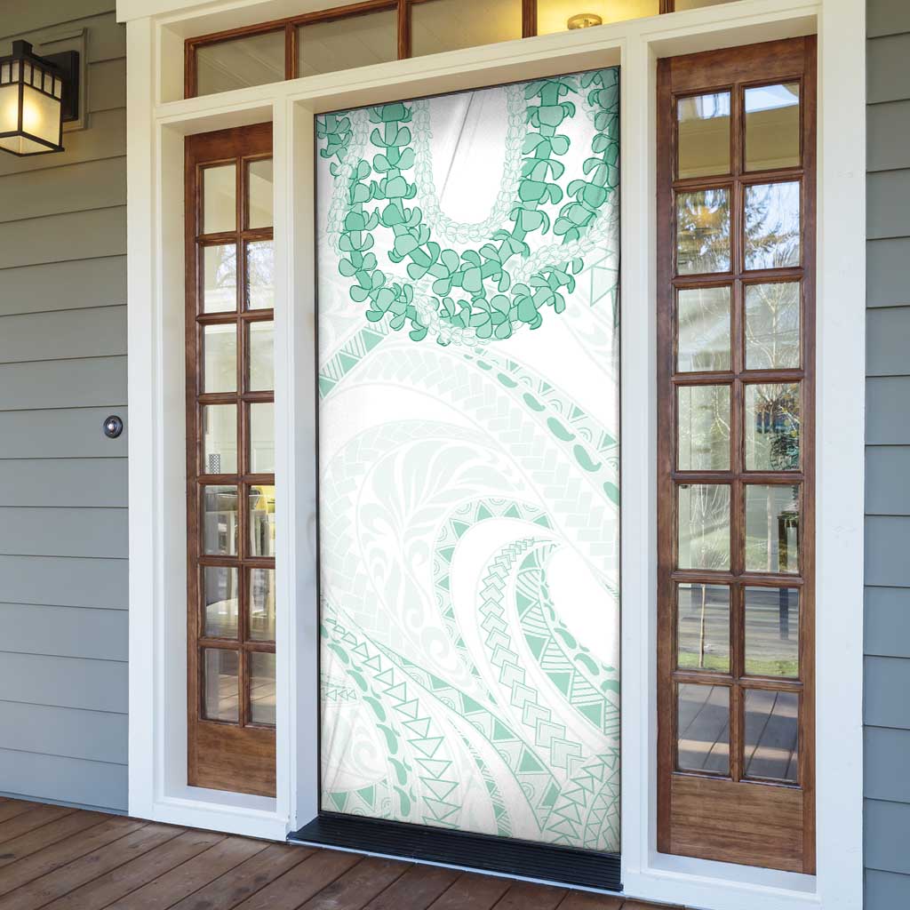 Aloha Lei Onaona Door Cover Sage Green Hawaiian Tribal Pattern - Polynesian Pride