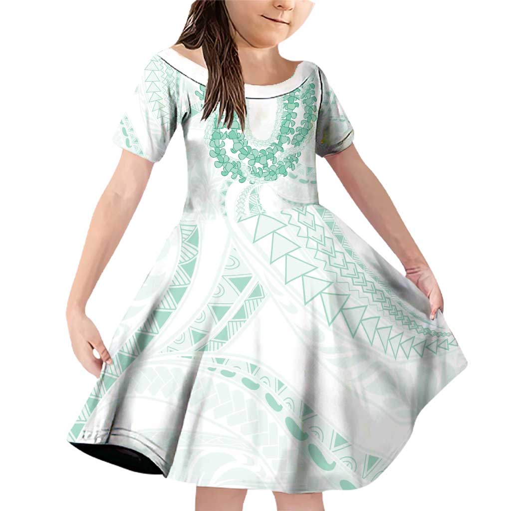 Aloha Lei Onaona Family Matching Off Shoulder Short Dress and Hawaiian Shirt Sage Green Hawaiian Tribal Pattern