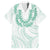 Aloha Lei Onaona Family Matching Off Shoulder Short Dress and Hawaiian Shirt Sage Green Hawaiian Tribal Pattern