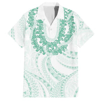 Aloha Lei Onaona Family Matching Short Sleeve Bodycon Dress and Hawaiian Shirt Sage Green Hawaiian Tribal Pattern