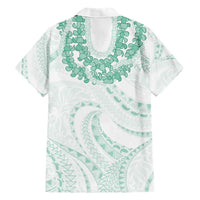 Aloha Lei Onaona Family Matching Short Sleeve Bodycon Dress and Hawaiian Shirt Sage Green Hawaiian Tribal Pattern