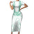 Aloha Lei Onaona Family Matching Short Sleeve Bodycon Dress and Hawaiian Shirt Sage Green Hawaiian Tribal Pattern