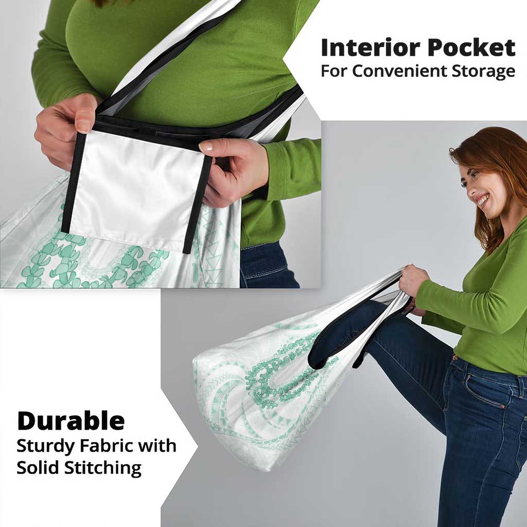 Aloha Lei Onaona Grocery Bag Sage Green Hawaiian Tribal Pattern