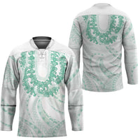 Aloha Lei Onaona Hockey Jersey Sage Green Hawaiian Tribal Pattern - Polynesian Pride