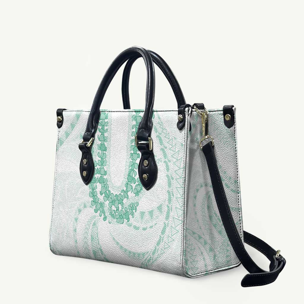 Aloha Lei Onaona Leather Bag Sage Green Hawaiian Tribal Pattern - Polynesian Pride