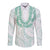 Aloha Lei Onaona Long Sleeve Button Shirt Sage Green Hawaiian Tribal Pattern