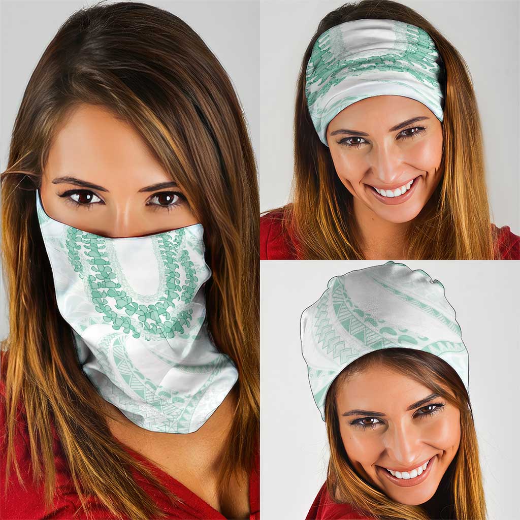 Aloha Lei Onaona Neck Gaiter Sage Green Hawaiian Tribal Pattern - Polynesian Pride