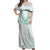 Aloha Lei Onaona Off Shoulder Maxi Dress Sage Green Hawaiian Tribal Pattern