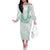 Aloha Lei Onaona Off The Shoulder Long Sleeve Dress Sage Green Hawaiian Tribal Pattern