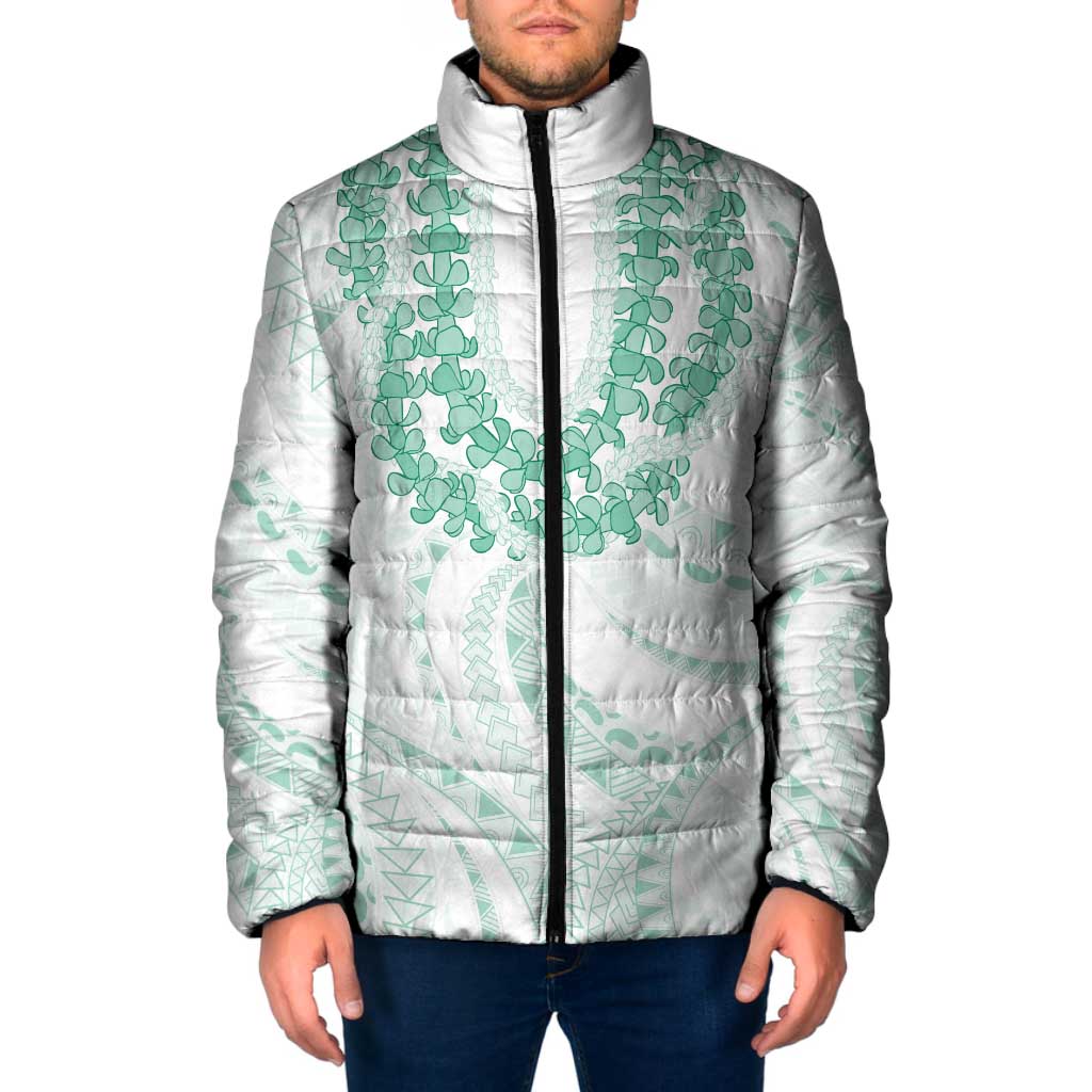 Aloha Lei Onaona Padded Jacket Sage Green Hawaiian Tribal Pattern - Polynesian Pride