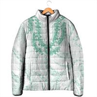Aloha Lei Onaona Padded Jacket Sage Green Hawaiian Tribal Pattern - Polynesian Pride