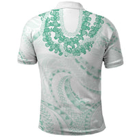 Aloha Lei Onaona Polo Shirt Sage Green Hawaiian Tribal Pattern