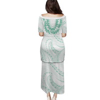 Aloha Lei Onaona Puletasi Sage Green Hawaiian Tribal Pattern