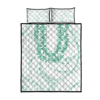Aloha Lei Onaona Quilt Bed Set Sage Green Hawaiian Tribal Pattern