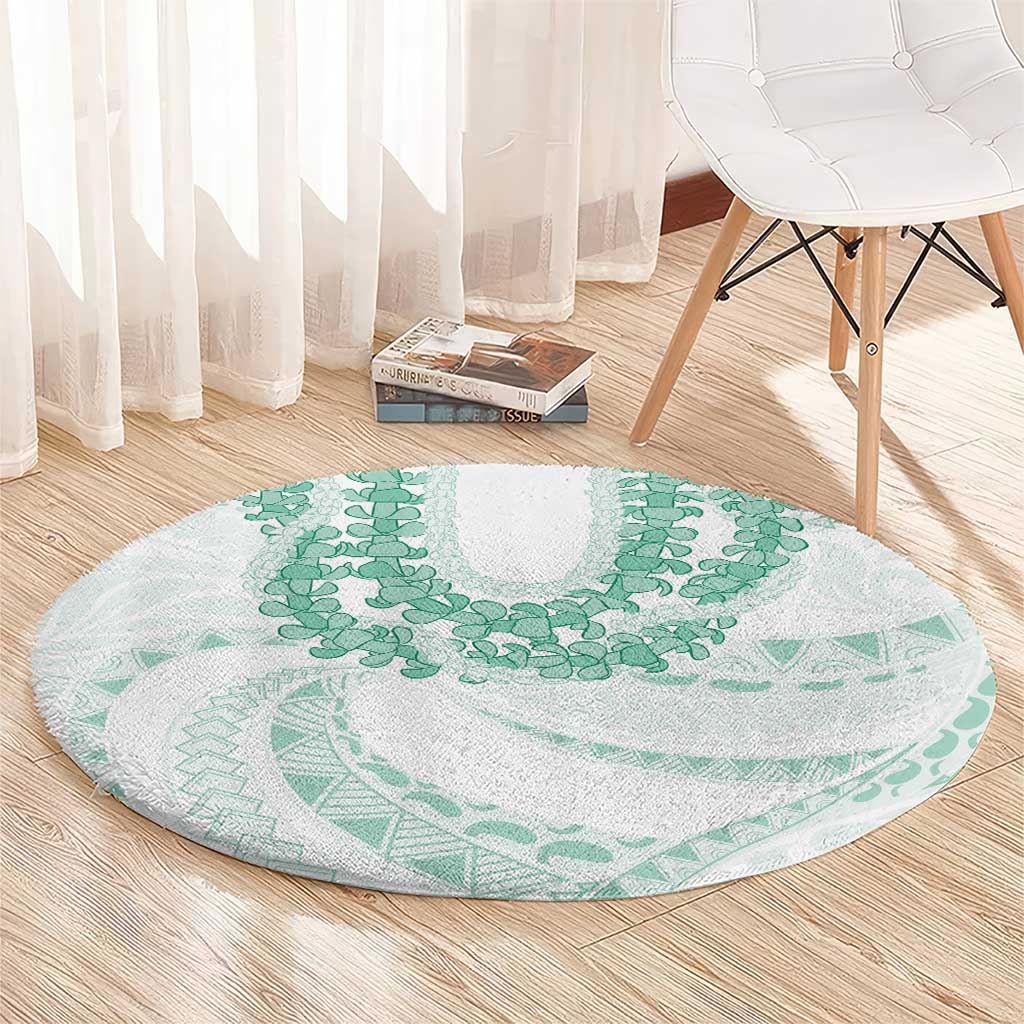Aloha Lei Onaona Round Carpet Sage Green Hawaiian Tribal Pattern